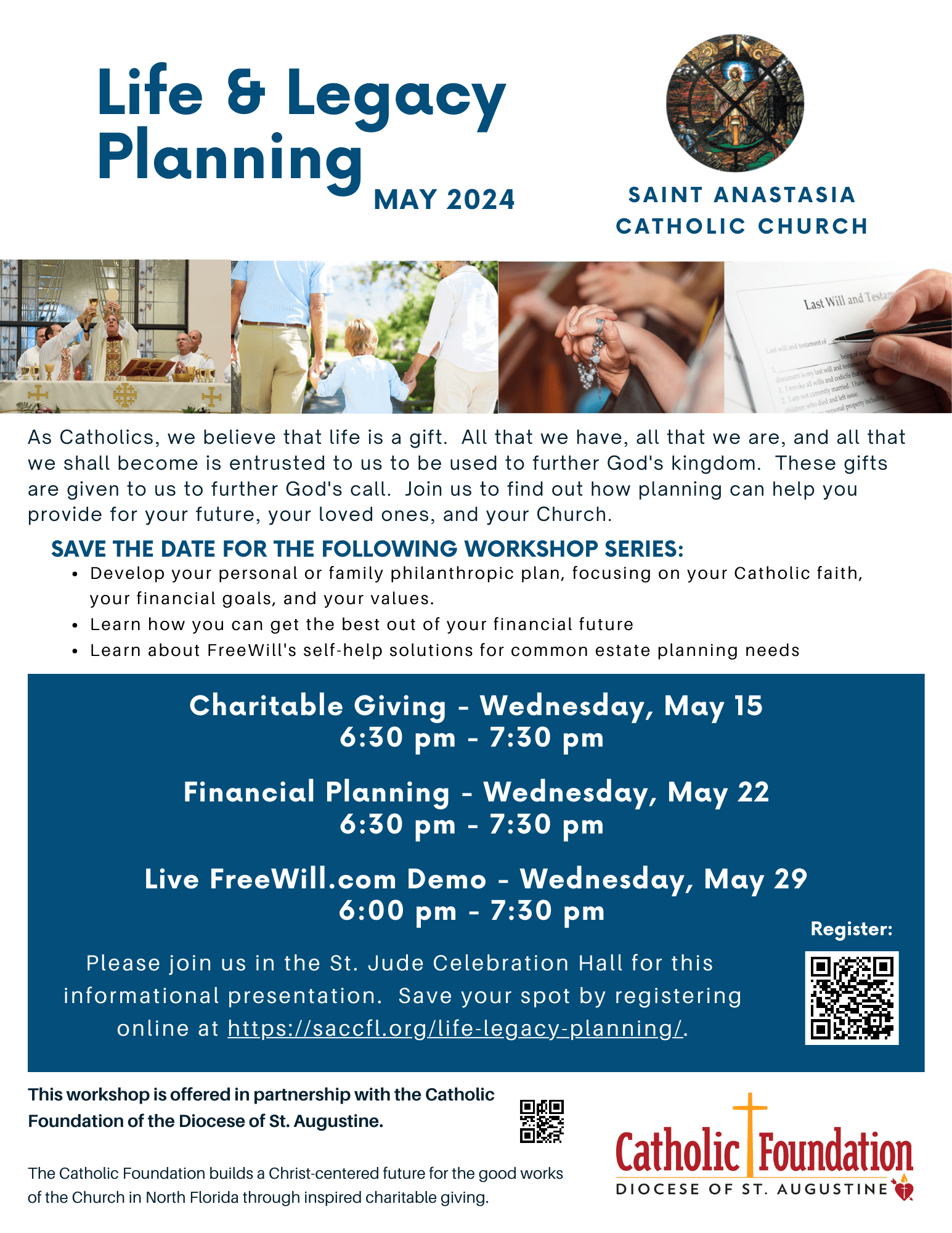 Life and Legacy Planning Workshop Series coming to St. Anastasia May 15, 22 & 29!